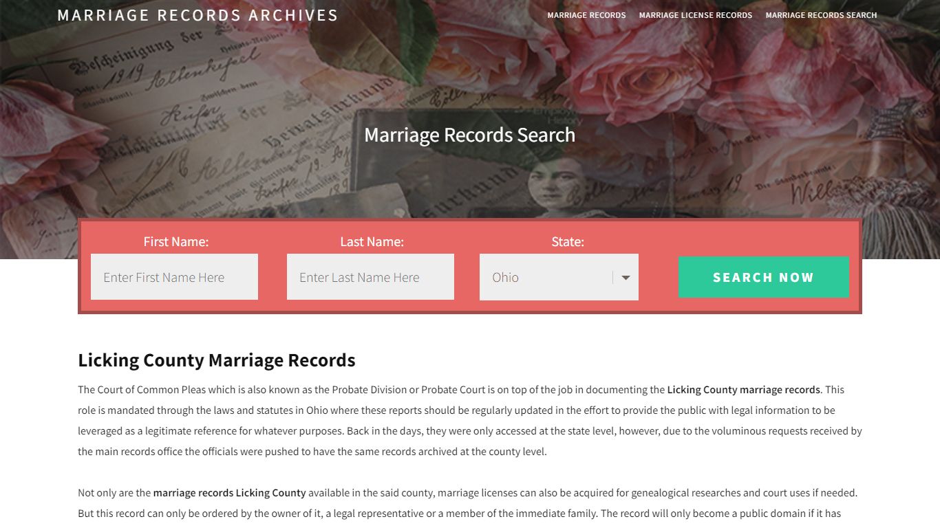 Licking County Marriage Records